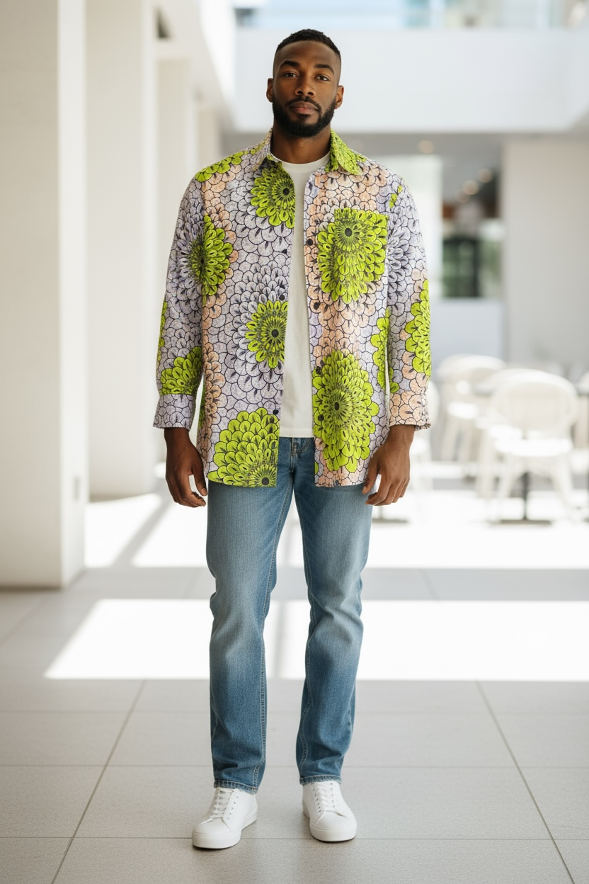African print Men long sleeve shirt