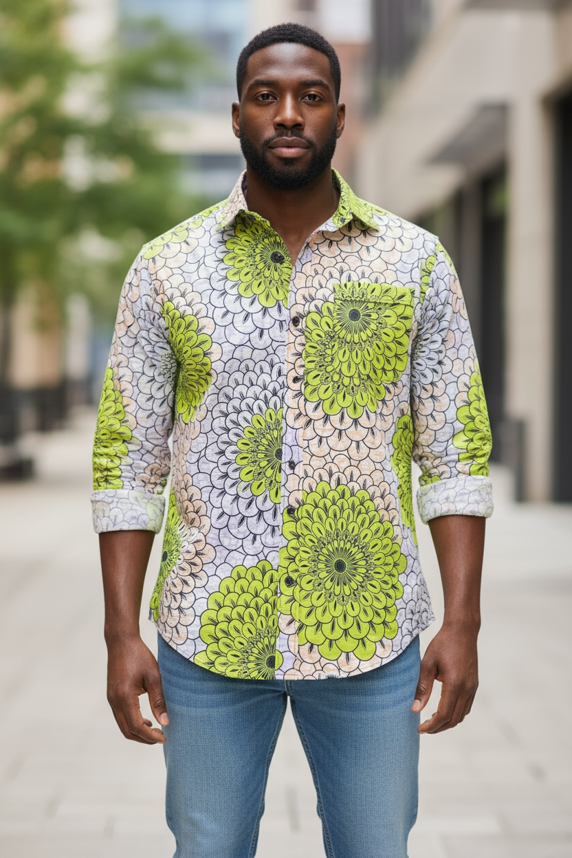 African print Men long sleeve shirt