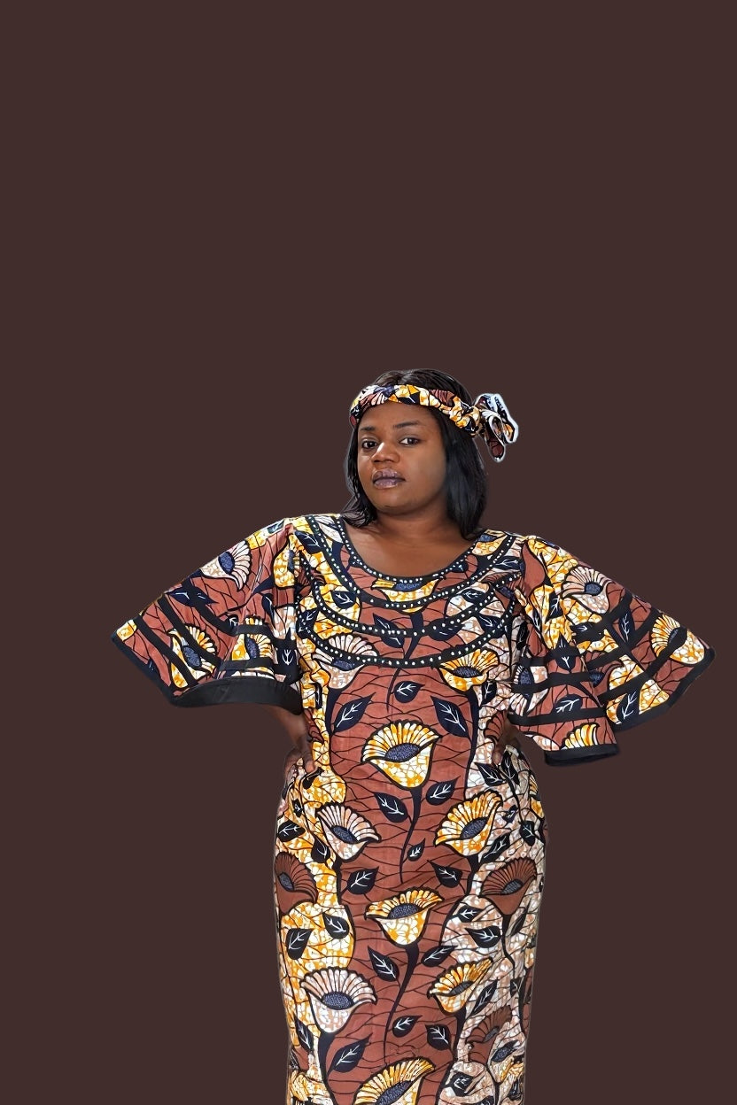 African print straight dress