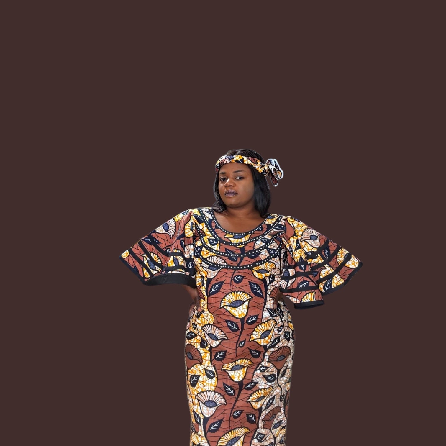 African print straight dress