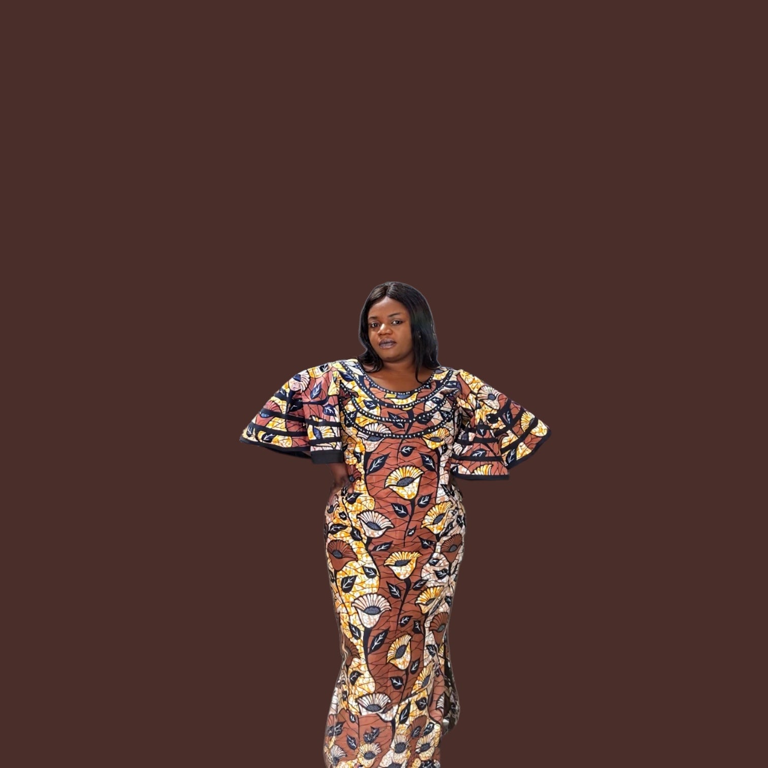 African print straight dress