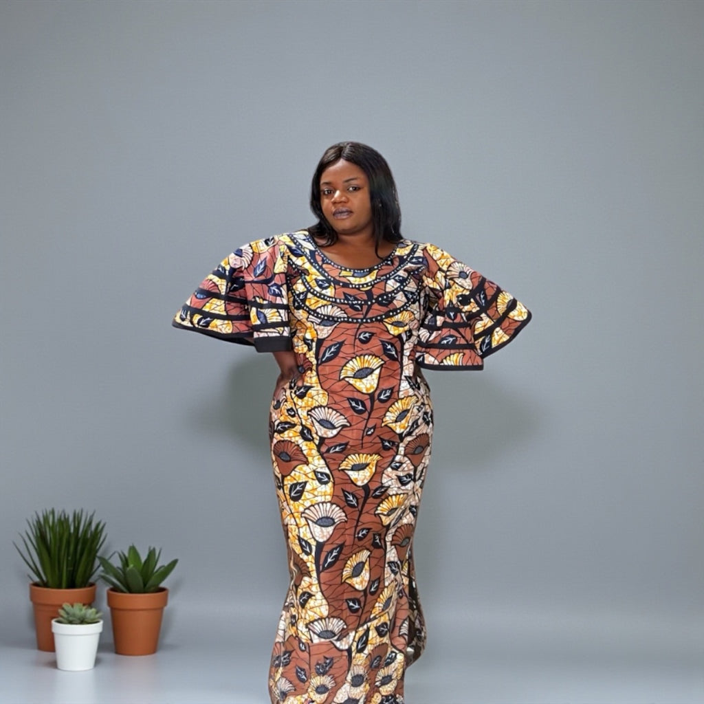 African print straight dress