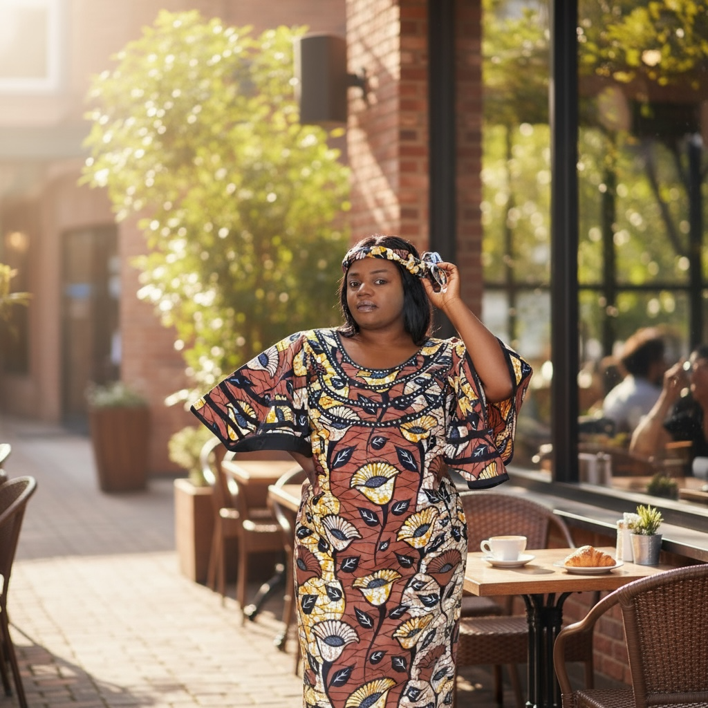African print straight dress