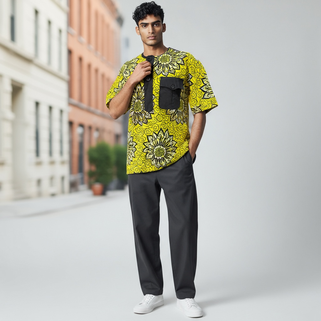 African print men shirt
